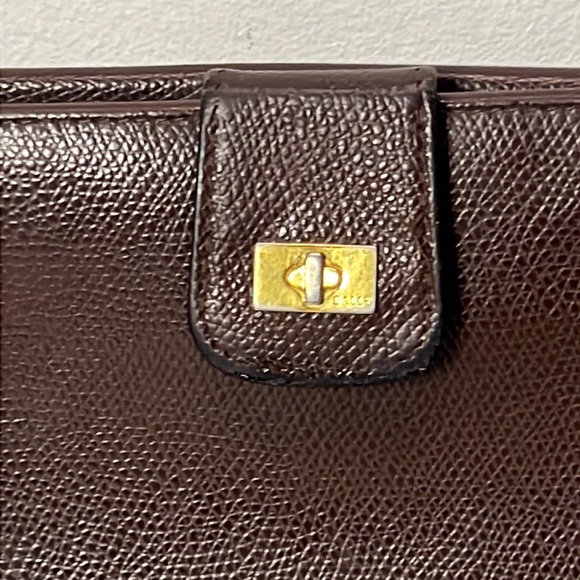 Bally Vintage Brown Embossed Leather Italy Envelope Wallet - Picture 2 of 6